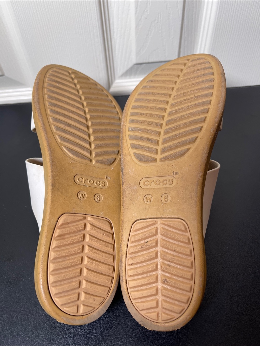 CROCS Women's White Double-Buckle Slide Sandals - Picture 5 of 5